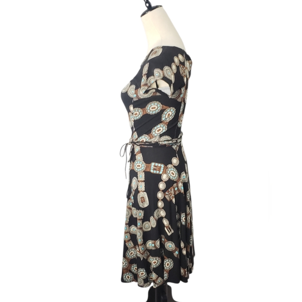 Lauren Ralph Lauren Concho Belt Fit & Flare Dress S Western Cowgirl Equestrian - Picture 2 of 14